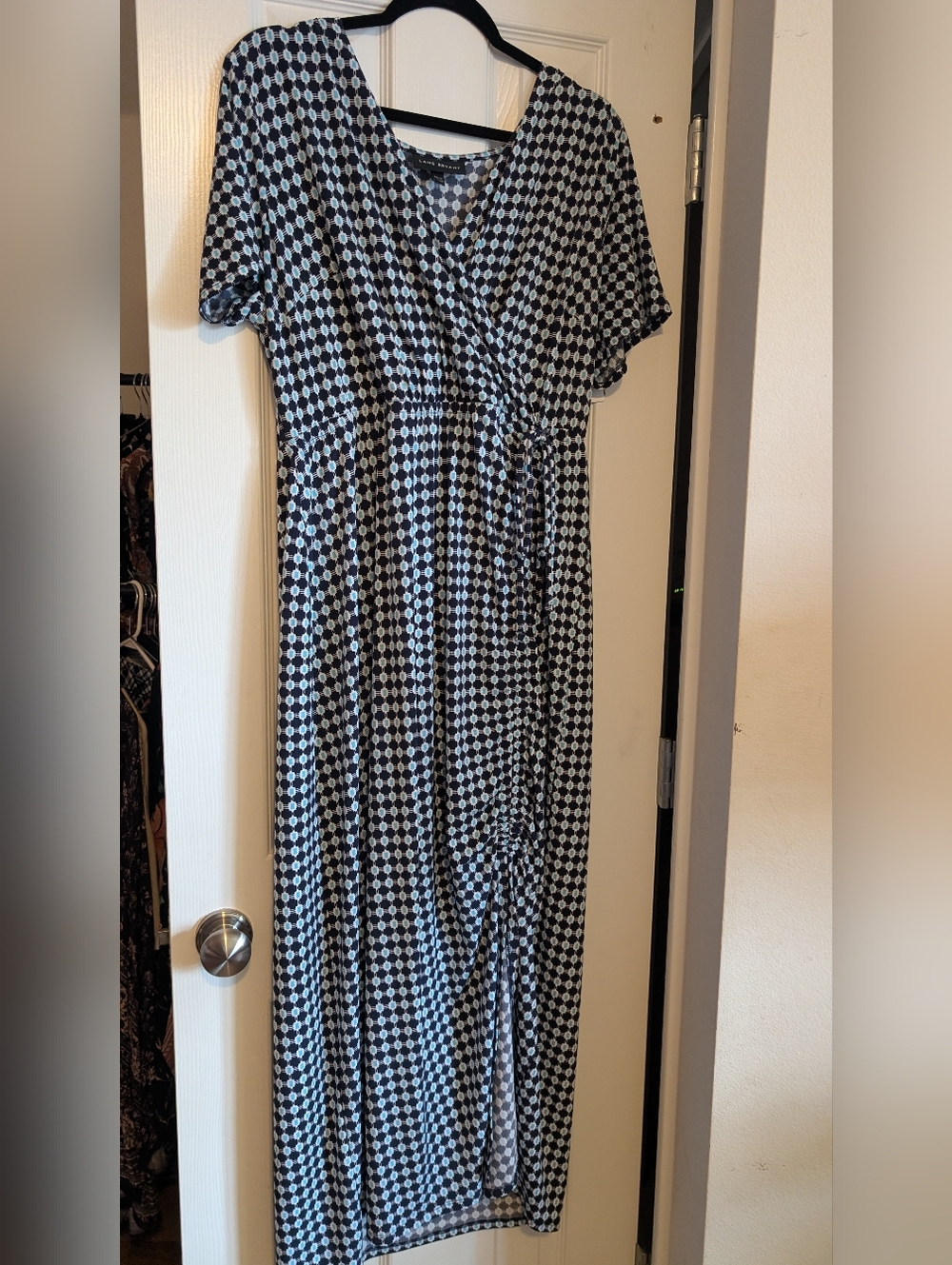 Lane Bryant Black, Blue and White Geometric Maxi Dress EUC
